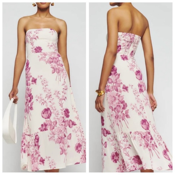 Reformation Dresses & Skirts - NWT Reformation Arista Strapless Dress in Pink Floral Crista Dress